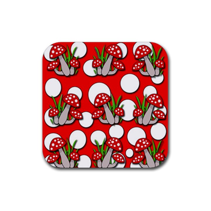 Mushrooms pattern Rubber Coaster (Square) 