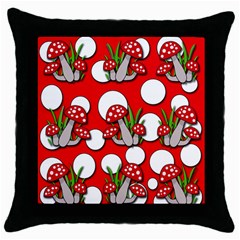 Mushrooms Pattern Throw Pillow Case (black)