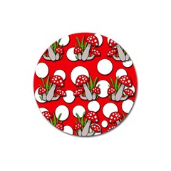 Mushrooms Pattern Magnet 3  (round)