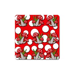 Mushrooms Pattern Square Magnet by Valentinaart