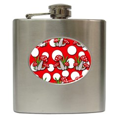 Mushrooms Pattern Hip Flask (6 Oz) by Valentinaart