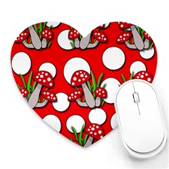 Mushrooms Pattern Heart Mousepads by Valentinaart