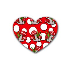 Mushrooms Pattern Heart Coaster (4 Pack) 