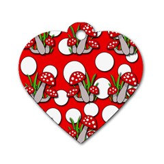 Mushrooms Pattern Dog Tag Heart (one Side)