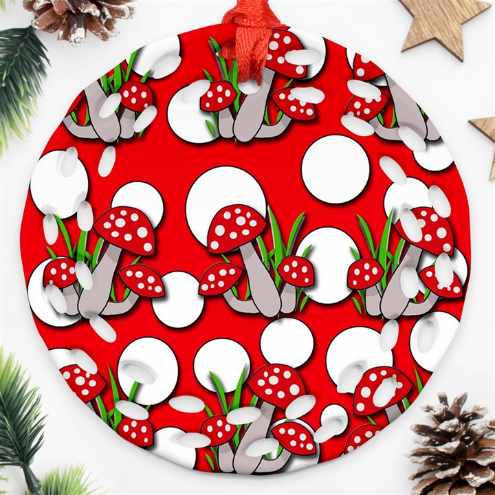 Mushrooms pattern Round Filigree Ornament (2Side)