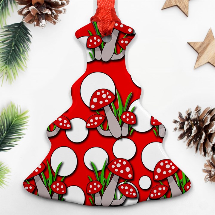 Mushrooms pattern Christmas Tree Ornament (2 Sides)