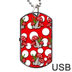 Mushrooms Pattern Dog Tag Usb Flash (one Side) by Valentinaart