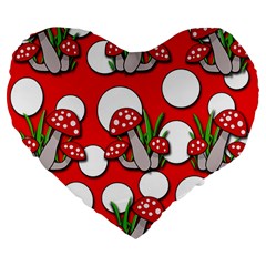 Mushrooms Pattern Large 19  Premium Heart Shape Cushions