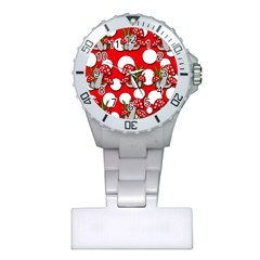 Mushrooms Pattern Plastic Nurses Watch