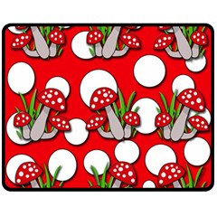 Mushrooms Pattern Double Sided Fleece Blanket (medium)  by Valentinaart