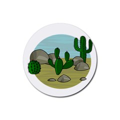 Desert Rubber Round Coaster (4 Pack)  by Valentinaart