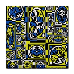 Blue And Yellow Decor Tile Coasters