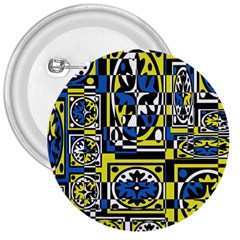 Blue And Yellow Decor 3  Buttons