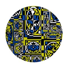 Blue And Yellow Decor Ornament (round) 