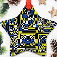 Blue And Yellow Decor Ornament (star)  by Valentinaart