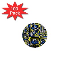 Blue And Yellow Decor 1  Mini Magnets (100 Pack) 