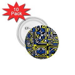 Blue And Yellow Decor 1 75  Buttons (10 Pack)