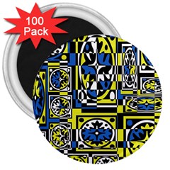 Blue And Yellow Decor 3  Magnets (100 Pack)