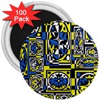 Blue and yellow decor 3  Magnets (100 pack) Front