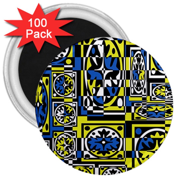 Blue and yellow decor 3  Magnets (100 pack)