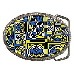 Blue And Yellow Decor Belt Buckles by Valentinaart