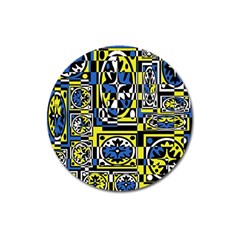 Blue And Yellow Decor Magnet 3  (round) by Valentinaart