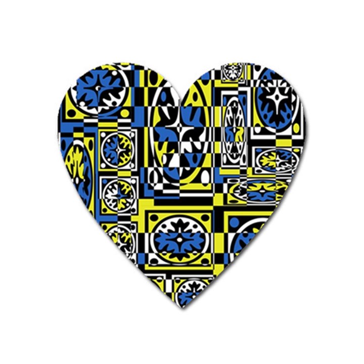 Blue and yellow decor Heart Magnet