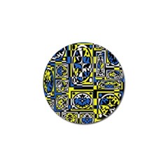 Blue And Yellow Decor Golf Ball Marker