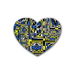 Blue And Yellow Decor Heart Coaster (4 Pack)  by Valentinaart