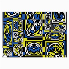 Blue And Yellow Decor Large Glasses Cloth