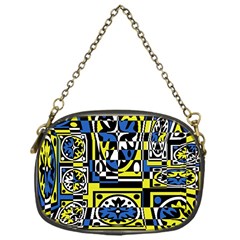 Blue And Yellow Decor Chain Purses (one Side) 