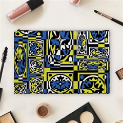 Blue And Yellow Decor Cosmetic Bag (large) 