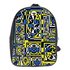 Blue And Yellow Decor School Bags(large)  by Valentinaart