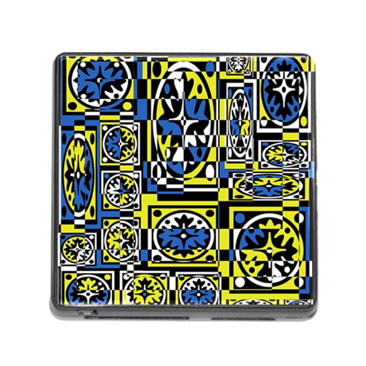 Blue and yellow decor Memory Card Reader (Square)