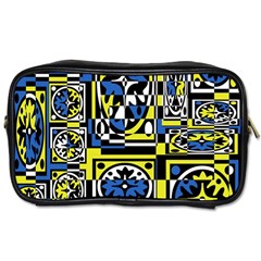 Blue And Yellow Decor Toiletries Bags by Valentinaart