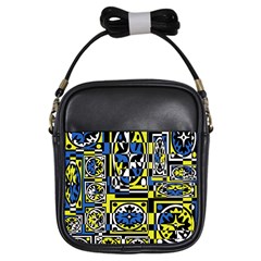 Blue And Yellow Decor Girls Sling Bags