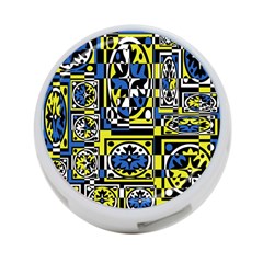 Blue And Yellow Decor 4-port Usb Hub (one Side)