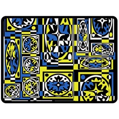 Blue And Yellow Decor Fleece Blanket (large) 