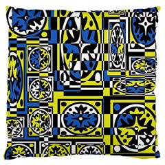 Blue And Yellow Decor Large Cushion Case (one Side) by Valentinaart