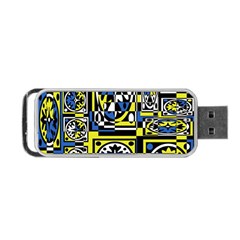 Blue And Yellow Decor Portable Usb Flash (one Side)