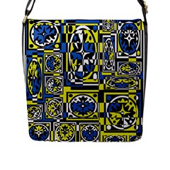 Blue And Yellow Decor Flap Messenger Bag (l) 