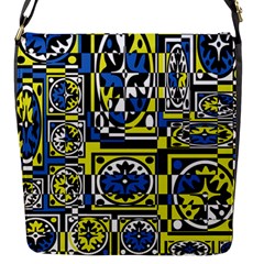 Blue And Yellow Decor Flap Messenger Bag (s)