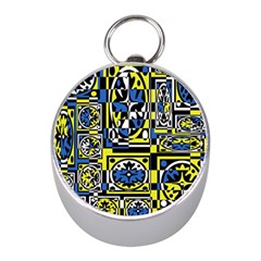 Blue And Yellow Decor Mini Silver Compasses