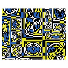 Blue And Yellow Decor Double Sided Flano Blanket (medium)  by Valentinaart