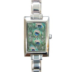 Peacock Feathers Macro Rectangle Italian Charm Watch by GiftsbyNature