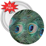 Peacock Feathers Macro 3  Buttons (10 pack)  Front