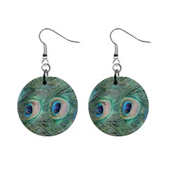 Peacock Feathers Macro Mini Button Earrings by GiftsbyNature