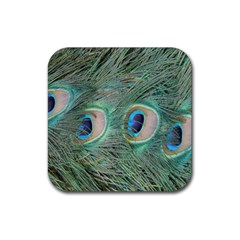 Peacock Feathers Macro Rubber Coaster (square) 