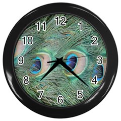 Peacock Feathers Macro Wall Clocks (black) by GiftsbyNature