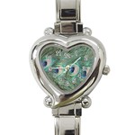 Peacock Feathers Macro Heart Italian Charm Watch Front